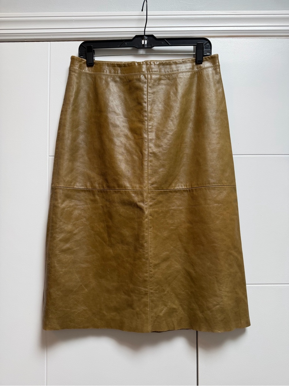 Gap vintage olive brown leather skirt Sz 8 midi Y2K